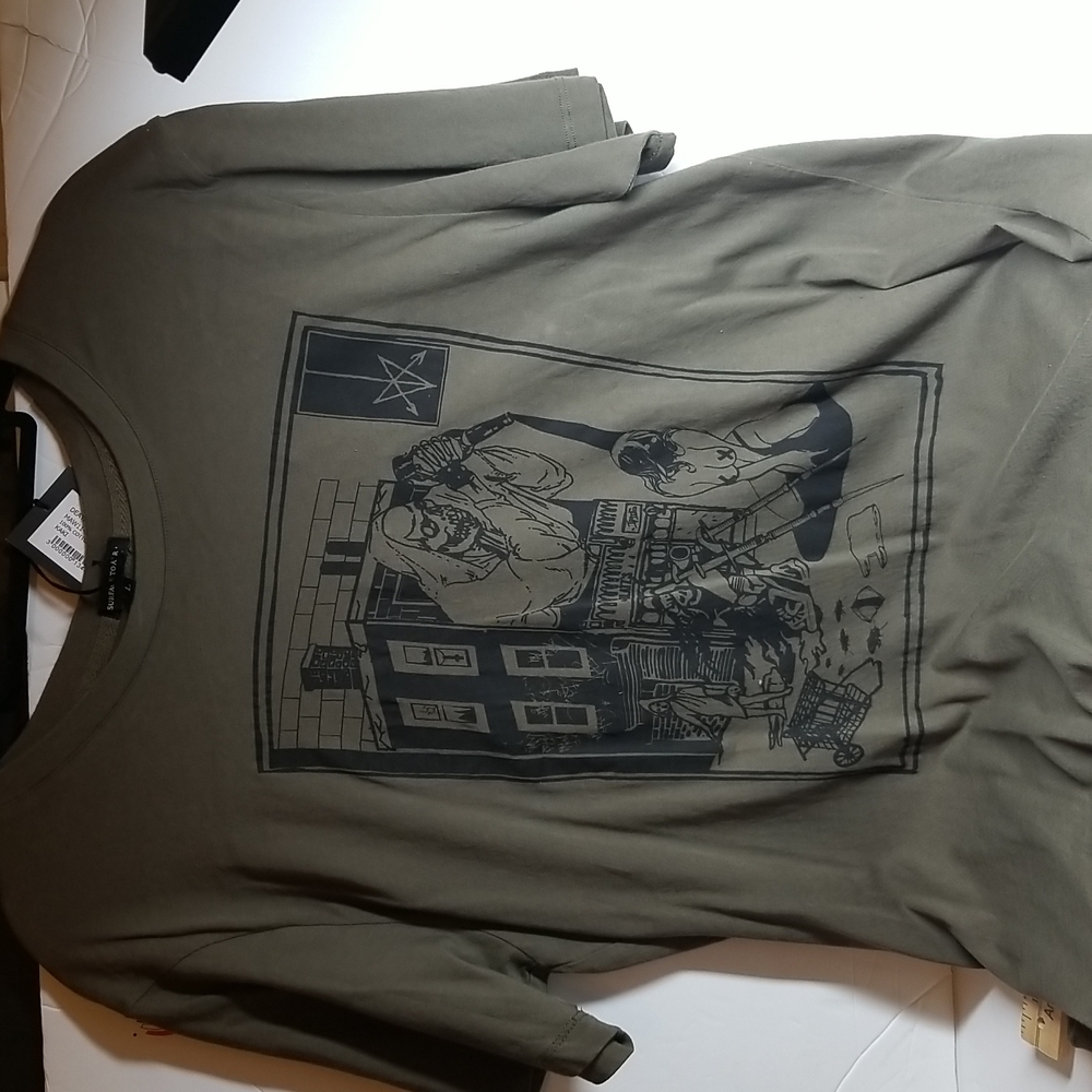 Surface To Air Death On Tee Short Sleeve Graphic Cotton T-Shirt Olive Camo Green